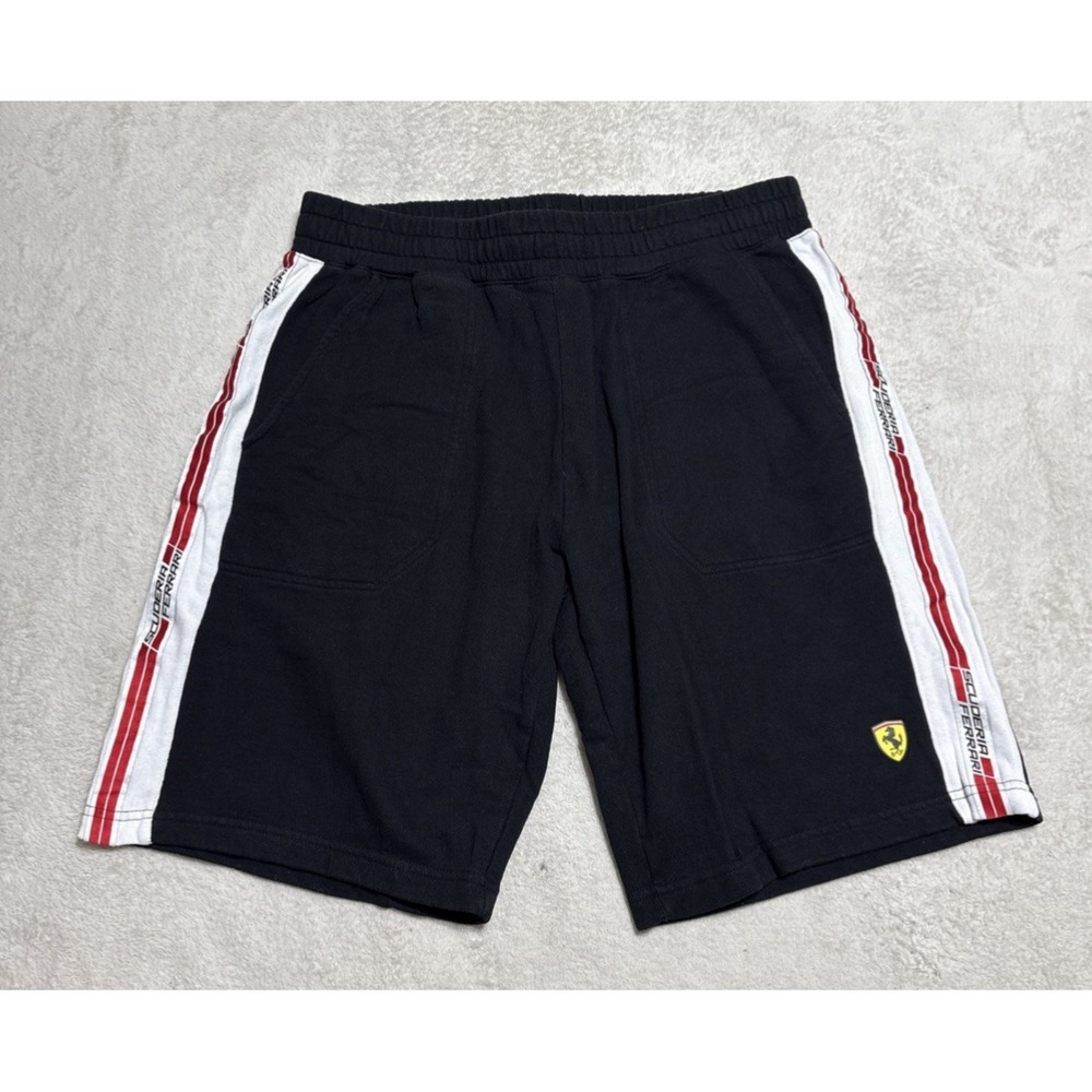 SCUDERIA FERRARI F1™ TEAM Shorts Men's Size Large Black Cotton Sweat Gym Logo